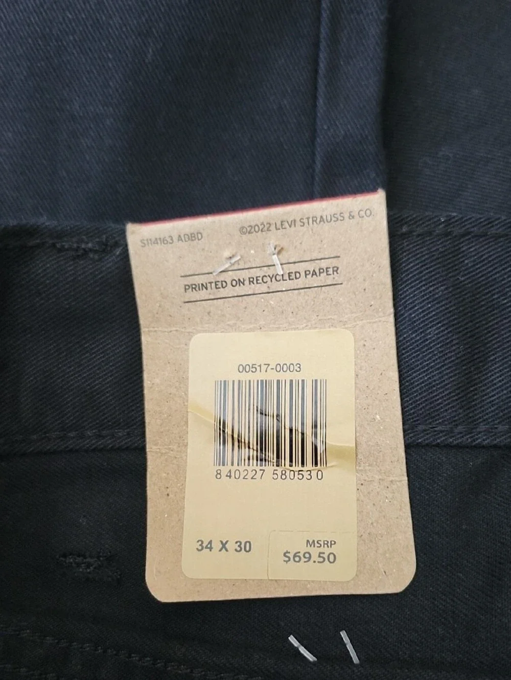 Levi's 517 Men's Black Bootcut Jeans Cotton Hemp Size 34x30 NWT
